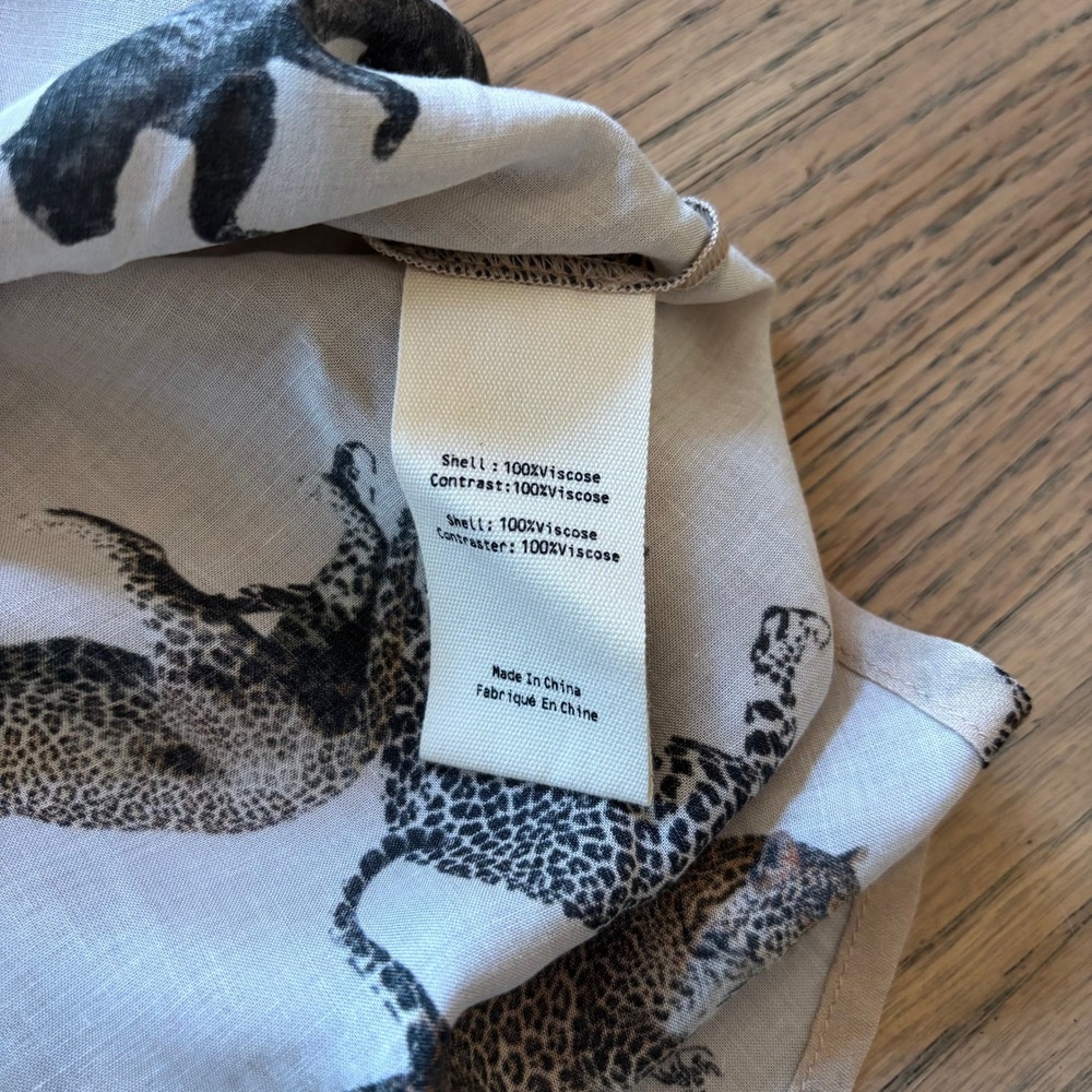 L'AGENCE Women Brown Multi Animal Print Button Down Shirt Size M NWT - Picture 7 of 8